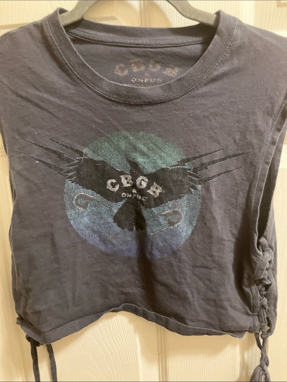 CBGB vintage Punk rock Tie-Side Graphic Crop Top rare Medium